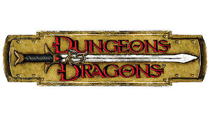 Sign saying Dungeons and Dragons with a sword in between facing left